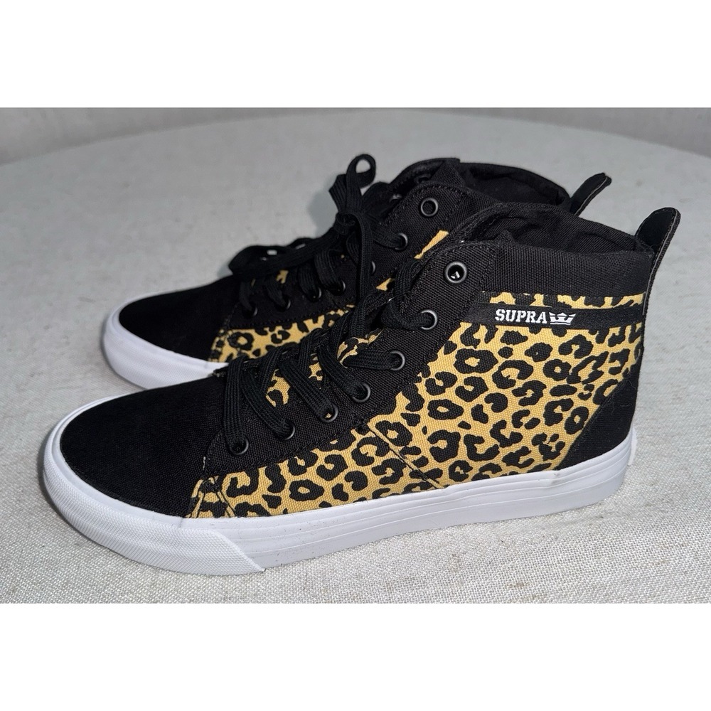 Supra‎ Stacks Mid Black Leopard Animal Canvas Shoes Men's 9 Skate Skateboarding